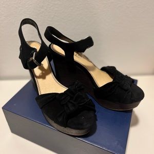 ONLY WORN ONCE!!! Suede bow wedges